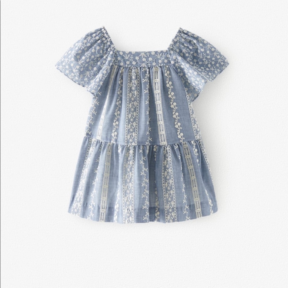 Zara Baby Girl Blue Dress with Embroidery Size 3T